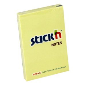 กระดาษโน้ตกาวในตัว ชนิดกาวหัว STICK’N #21006 ขนาด 3×2 นิ้ว สีเหลืองพาสเทล
