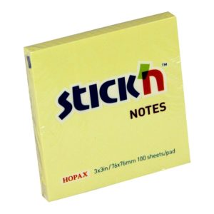 กระดาษโน้ตกาวในตัว ชนิดกาวหัว STICK’N #21007 ขนาด 3×3 นิ้ว สีเหลืองพาสเทล