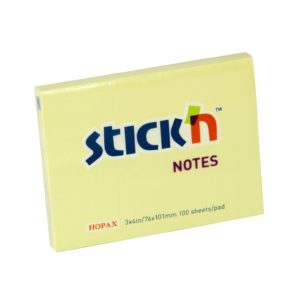 กระดาษโน้ตกาวในตัว ชนิดกาวหัว STICK’N #21008 ขนาด 3×4 นิ้ว สีเหลืองพาสเทล