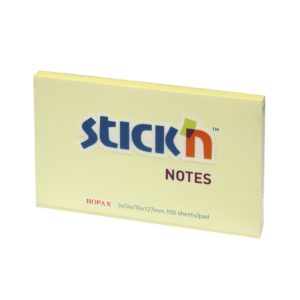 กระดาษโน้ตกาวในตัว ชนิดกาวหัว STICK’N #21009 ขนาด 3×5 นิ้ว สีเหลืองพาสเทล