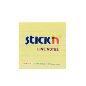 กระดาษโน้ตกาวในตัว ชนิดกาวหัว มีเส้น STICK’N #21054 ขนาด 3×3 นิ้ว สีเหลืองพาสเทล