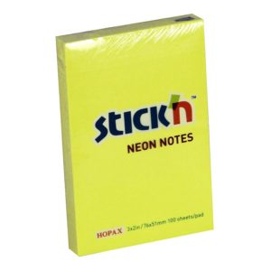 กระดาษโน้ตกาวในตัว ชนิดกาวหัว STICK’N #21132 ขนาด 3×2 นิ้ว สีเหลืองนีออน