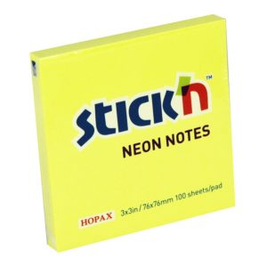 กระดาษโน้ตกาวในตัว ชนิดกาวหัว STICK’N #21133 ขนาด 3×3 นิ้ว สีเหลืองนีออน