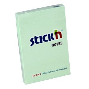กระดาษโน้ตกาวในตัว ชนิดกาวหัว STICK’N #21147 ขนาด 3×2 นิ้ว สีเขียวพาสเทล