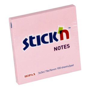 กระดาษโน้ตกาวในตัว ชนิดกาวหัว STICK’N #21148 ขนาด 3×3 นิ้ว สีชมพูพาสเทล