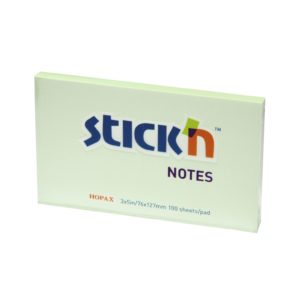 กระดาษโน้ตกาวในตัว ชนิดกาวหัว STICK’N #21156 ขนาด 3×5 นิ้ว สีเขียวพาสเทล