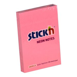กระดาษโน้ตกาวในตัว ชนิดกาวหัว STICK’N #21162 ขนาด 3×2 นิ้ว สีชมพูนีออน