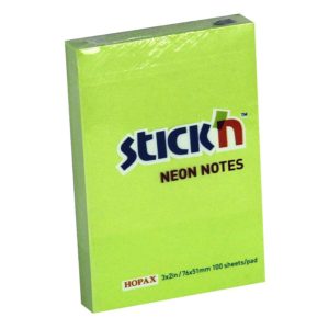 กระดาษโน้ตกาวในตัว ชนิดกาวหัว STICK’N #21163 ขนาด 3×2 นิ้ว สีเขียวนีออน