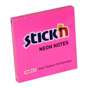กระดาษโน้ตกาวในตัว ชนิดกาวหัว STICK’N #21165 ขนาด 3×3 นิ้ว สีบานเย็นนีออน