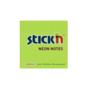 กระดาษโน้ตกาวในตัว ชนิดกาวหัว STICK’N #21167 ขนาด 3×3 นิ้ว สีเขียวนีออน