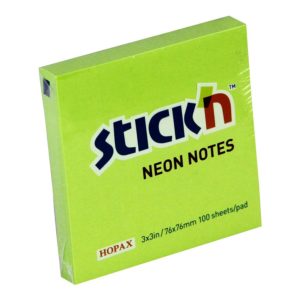 กระดาษโน้ตกาวในตัว ชนิดกาวหัว STICK’N #21167 ขนาด 3×3 นิ้ว สีเขียวนีออน
