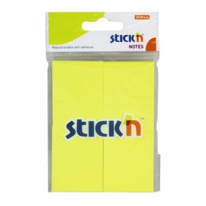 กระดาษโน้ตกาวในตัว ชนิดกาวหัว STICK’N #21091 ขนาด 1.5×2 นิ้ว (1×4) สีเหลืองนีออน