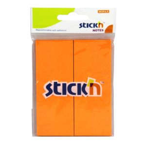 กระดาษโน้ตกาวในตัว ชนิดกาวหัว STICK’N #21091 ขนาด 1.5×2 นิ้ว (1×4) สีส้มนีออน
