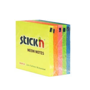 กระดาษโน้ตกาวในตัว ชนิดกาวหัว STICK’N #NEON (4+1) ขนาด 3×3 นิ้ว (แพ็ค 5 เล่ม) คละสีนีออน