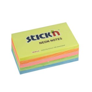 กระดาษโน้ตกาวในตัว ชนิดกาวหัว STICK’N #NEON (4+1) ขนาด 3×5 นิ้ว (แพ็ค 5 เล่ม) คละสีนีออน